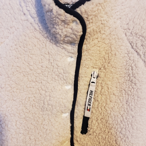 Tommy Hilfiger Sport Sherpa Sweater High Neck Buttons Zipper Pockets Woman Large - Picture 3 of 13